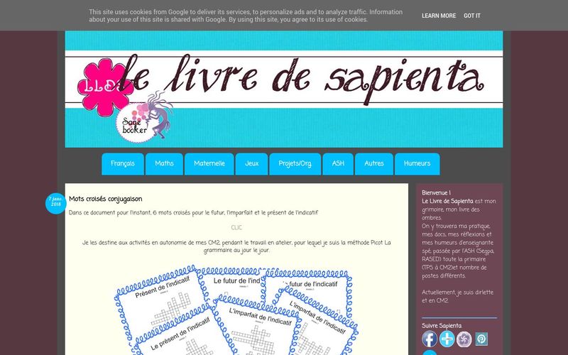 Le Livre de Sapienta: Mots croisés conjugaison