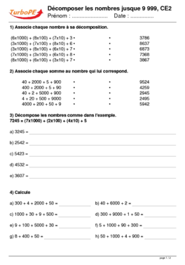 D?composer les nombres jusque 9 999, CE2