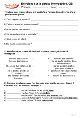 Exercices sur la phrase interrogative, CE1