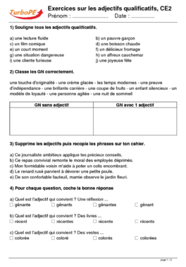 Exercices sur les adjectifs qualificatifs, CE2