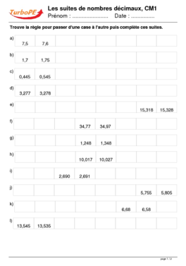 Les suites de nombres d?cimaux, CM1